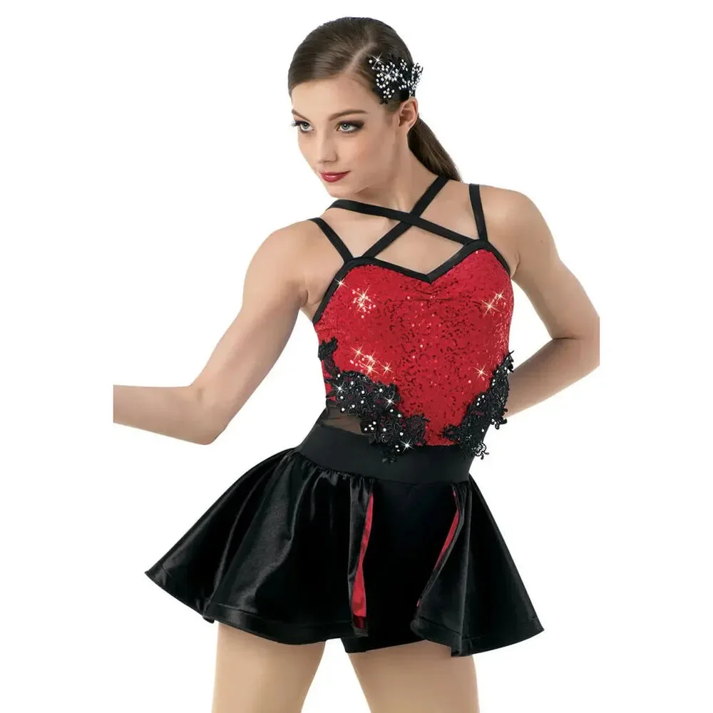 Pre-Owned Dance Costume Medium Child Red Weissman 10582 Jazz Tap Musical Theate
